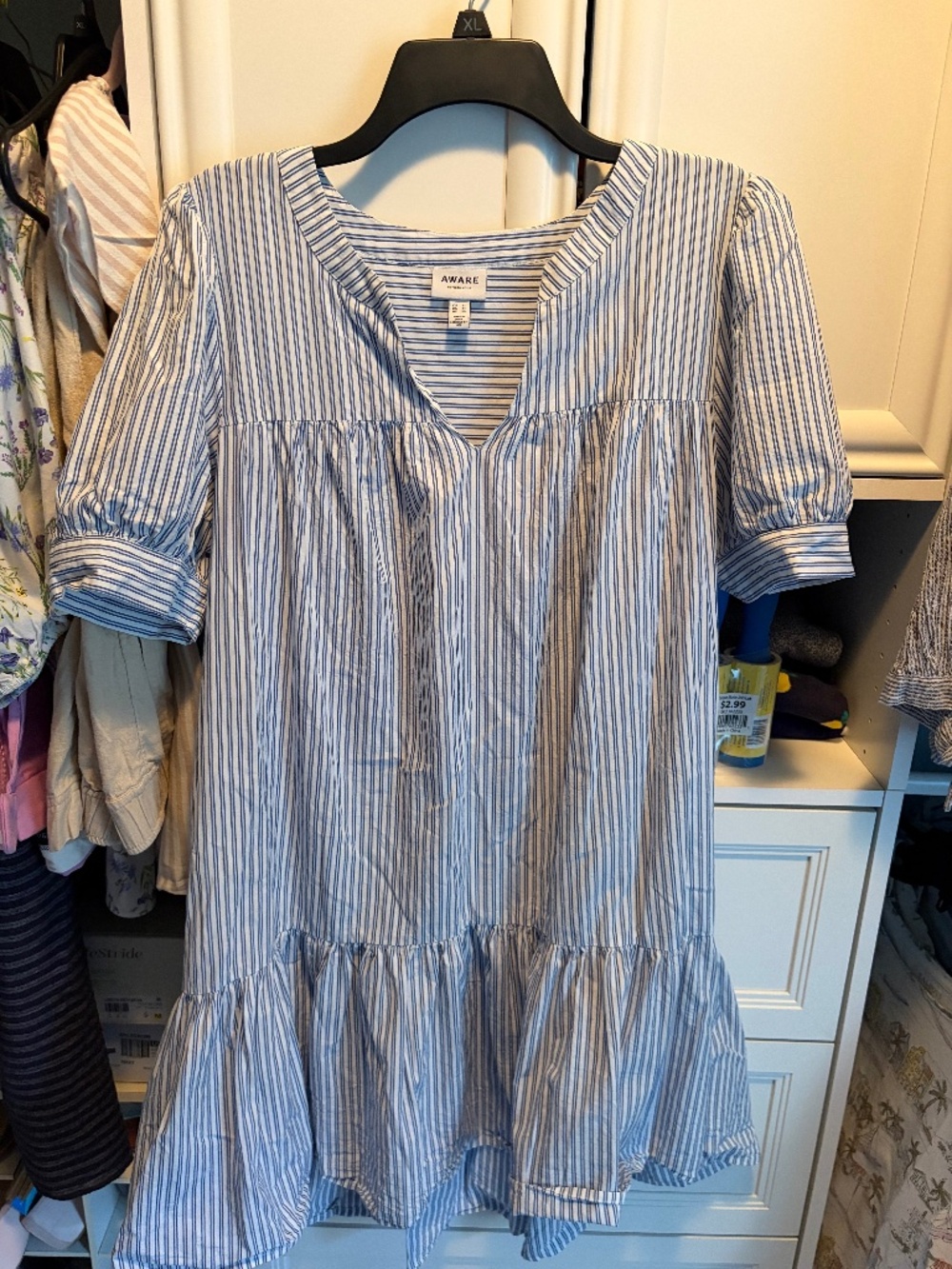 Aware by Vero Moda Palmer Sz XL Blue Stripe Costal Summer